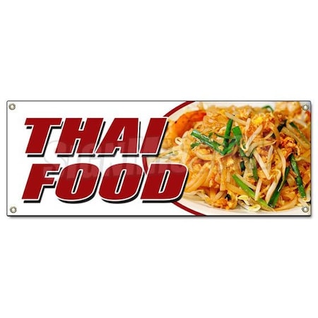 Signmission THAI FOOD BANNER SIGN pad thai sushi satay curry spring rolls tofu take B-Thai Food